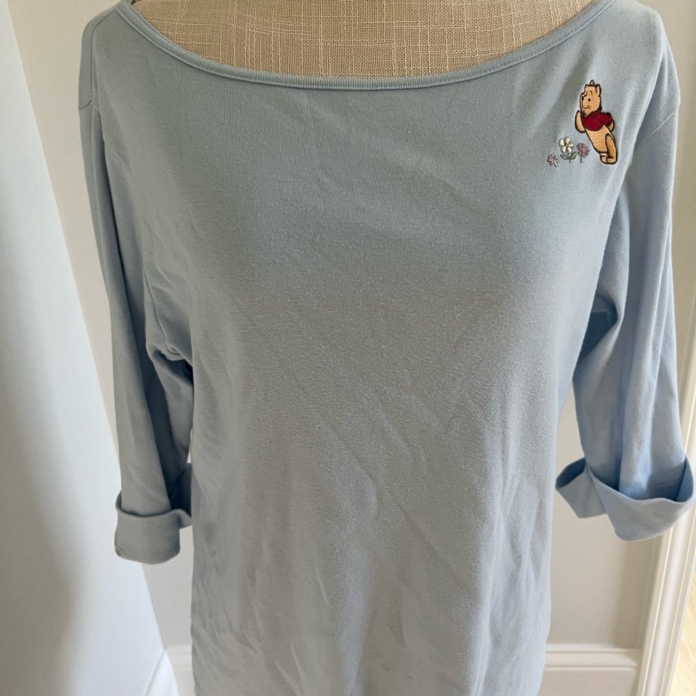 Disney baby blue 3/4 sleeve Winnie the Pooh shirt size large